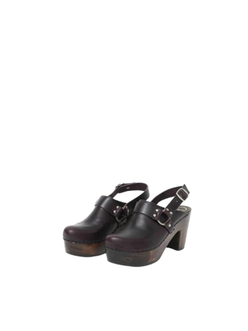 No.6 Hugo Clog on Platform in Black Cherry on Cocoa Base